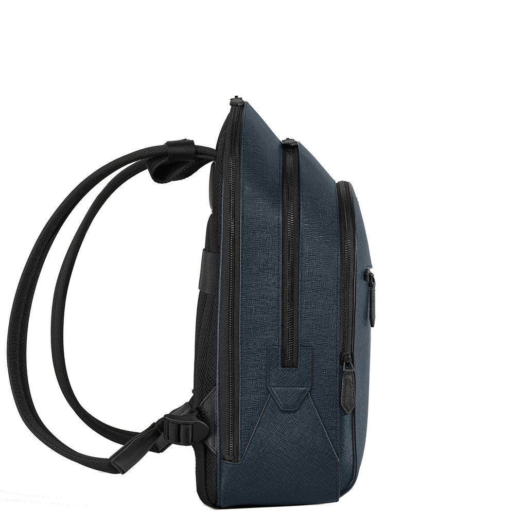 Montblanc Sartorial blue tweed medium 3-compartment backpack 220335