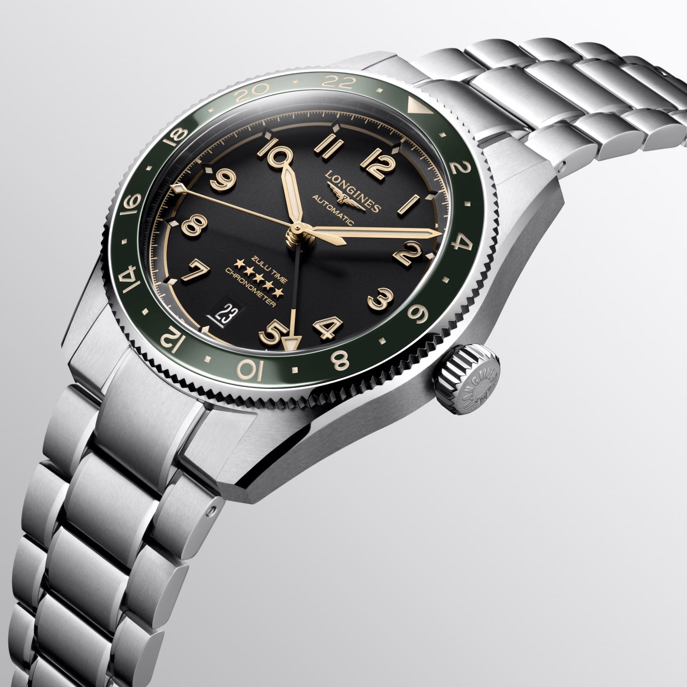 Longines orologio Spirit Zulu Time 39mm antracite automatico acciaio L3.802.4.63.6