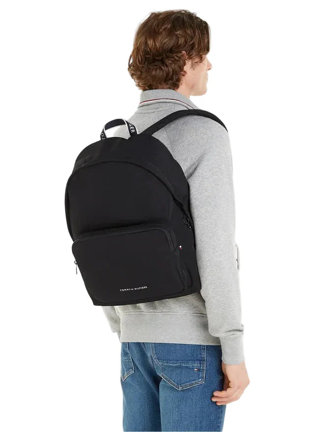 TOMMY HILFIGER Men's Black Backpack with Laptop Compartment